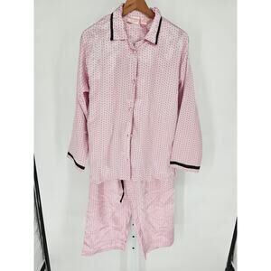 Intimates Liz Banks Women's Long Sleeve Elastic Waist Pink Satin Pajamas Size 5